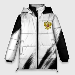 Куртка зимняя женская Russia sport черно белый, цвет: 3D-красный