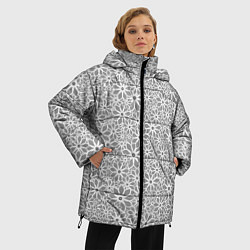 Куртка зимняя женская Цветочный паттерн светло-серый, цвет: 3D-светло-серый — фото 2