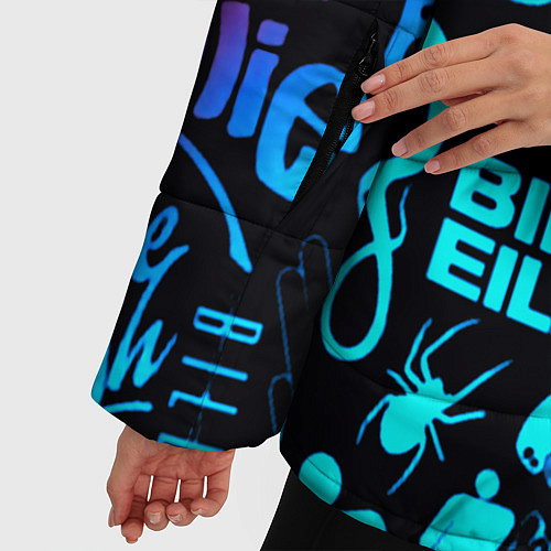 Женская зимняя куртка Billie Eilish neon pattern / 3D-Светло-серый – фото 5