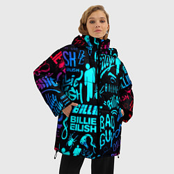 Куртка зимняя женская Billie Eilish neon pattern, цвет: 3D-красный — фото 2