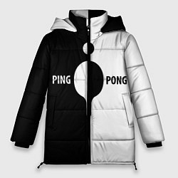 Куртка зимняя женская Ping-Pong черно-белое, цвет: 3D-красный