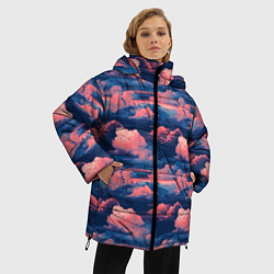 Куртка зимняя женская Волшебные сине розовые облока, цвет: 3D-светло-серый — фото 2