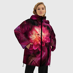 Куртка зимняя женская Розовый цветок в огне - нейросеть, цвет: 3D-светло-серый — фото 2