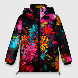 Куртка зимняя женская Краски и цветы, цвет: 3D-светло-серый