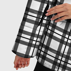 Куртка зимняя женская Черно-белый паттерн клетка, цвет: 3D-светло-серый — фото 2
