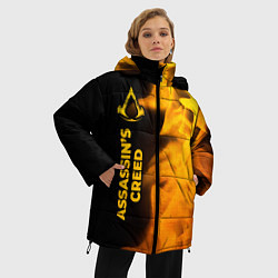 Куртка зимняя женская Assassins Creed - gold gradient: по-вертикали, цвет: 3D-черный — фото 2