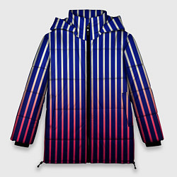 Куртка зимняя женская Полосатый сине-красный, цвет: 3D-черный
