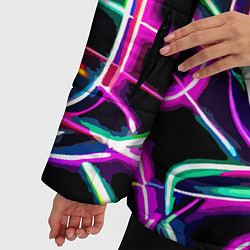 Куртка зимняя женская Неоновая абстракция - нейросеть, цвет: 3D-светло-серый — фото 2