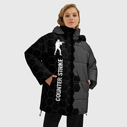 Куртка зимняя женская Counter Strike glitch на темном фоне: по-вертикали, цвет: 3D-черный — фото 2