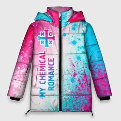 Куртка зимняя женская My Chemical Romance neon gradient style: по-вертик, цвет: 3D-черный