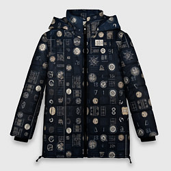 Куртка зимняя женская Загадка ребус из цифр и знаков, цвет: 3D-черный