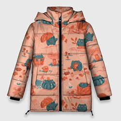 Куртка зимняя женская Осенние лягушки, цвет: 3D-черный