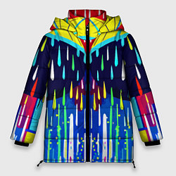 Куртка зимняя женская Два зонтика под дождём - нейросеть, цвет: 3D-красный