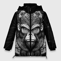 Куртка зимняя женская Кинг Конг король обезьян на фоне созвездия, цвет: 3D-черный