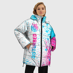 Куртка зимняя женская Disturbed neon gradient style: по-вертикали, цвет: 3D-черный — фото 2