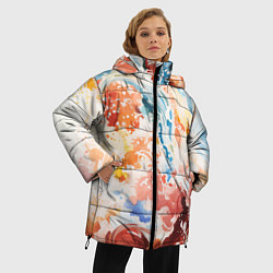 Куртка зимняя женская Абстрактные контрастные волны, цвет: 3D-светло-серый — фото 2