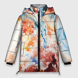 Куртка зимняя женская Абстрактные контрастные волны, цвет: 3D-светло-серый