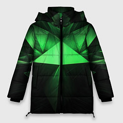 Куртка зимняя женская Яркая зеленая геометрия, цвет: 3D-светло-серый