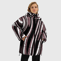 Куртка зимняя женская Абстракция пыльно-розовый и чёрный, цвет: 3D-черный — фото 2