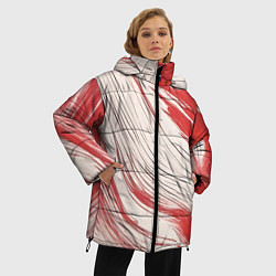 Куртка зимняя женская Абстракция красно-белая, цвет: 3D-черный — фото 2