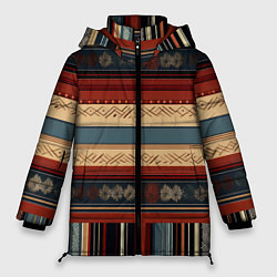 Куртка зимняя женская Этнический принт в полоску, цвет: 3D-красный