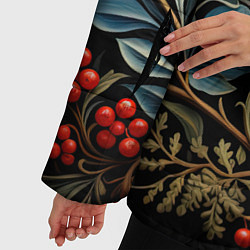 Куртка зимняя женская Новогодние ягоды и цветы, цвет: 3D-красный — фото 2
