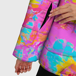 Куртка зимняя женская Барбм - цветочный абстрактный паттерн - тай-дай, цвет: 3D-красный — фото 2