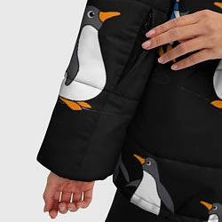 Куртка зимняя женская Веселая семья пингвинов, цвет: 3D-красный — фото 2