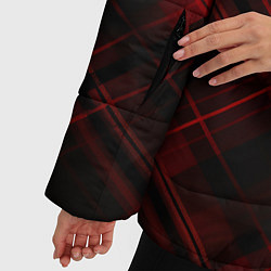Куртка зимняя женская Тёмно-красная шотландская клетка, цвет: 3D-черный — фото 2