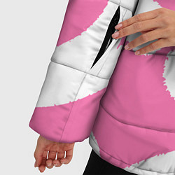 Куртка зимняя женская Бело-розовая абстрактная композиция, цвет: 3D-красный — фото 2