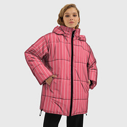 Куртка зимняя женская Серьёзный розовый с полоску, цвет: 3D-светло-серый — фото 2