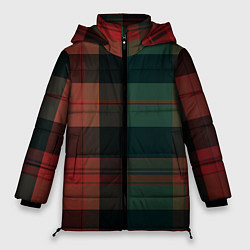 Куртка зимняя женская Зелёно-красная шотландская клетка, цвет: 3D-красный