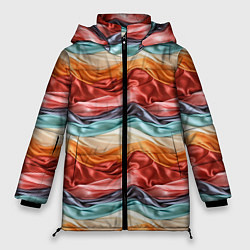 Куртка зимняя женская Разноцветные полосы текстура ткани, цвет: 3D-светло-серый