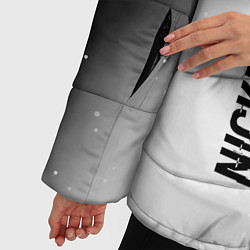 Куртка зимняя женская Nickelback glitch на светлом фоне по-вертикали, цвет: 3D-черный — фото 2