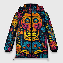Куртка зимняя женская Узор в мексиканском стиле, цвет: 3D-светло-серый