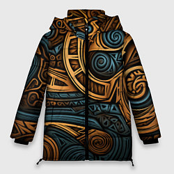 Куртка зимняя женская Паттерн в викингском стиле, цвет: 3D-черный