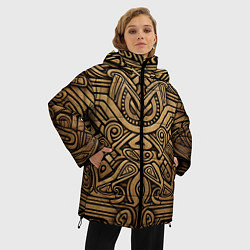 Куртка зимняя женская Орнамент в стиле викингов, цвет: 3D-красный — фото 2