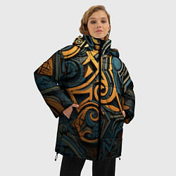 Куртка зимняя женская Абстрактный узор в викингском стиле, цвет: 3D-светло-серый — фото 2