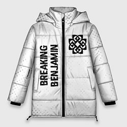 Куртка зимняя женская Breaking Benjamin glitch на светлом фоне вертикаль, цвет: 3D-черный