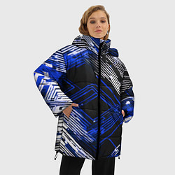 Куртка зимняя женская Киберпанк линии белые и синие, цвет: 3D-светло-серый — фото 2