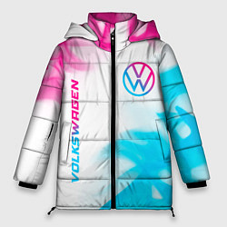 Куртка зимняя женская Volkswagen neon gradient style вертикально, цвет: 3D-черный