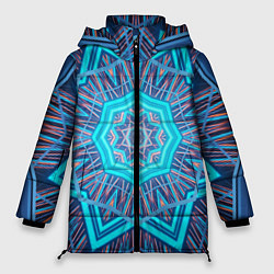 Куртка зимняя женская Геометрический орнамент мандалы, цвет: 3D-черный