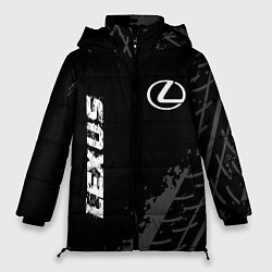 Куртка зимняя женская Lexus speed на темном фоне со следами шин вертикал, цвет: 3D-черный