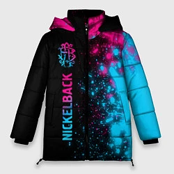 Куртка зимняя женская Nickelback - neon gradient по-вертикали, цвет: 3D-черный