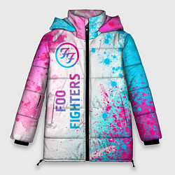 Куртка зимняя женская Foo Fighters neon gradient style по-вертикали, цвет: 3D-черный