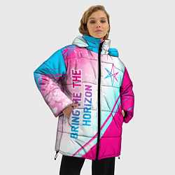 Куртка зимняя женская Bring Me the Horizon neon gradient style вертикаль, цвет: 3D-черный — фото 2