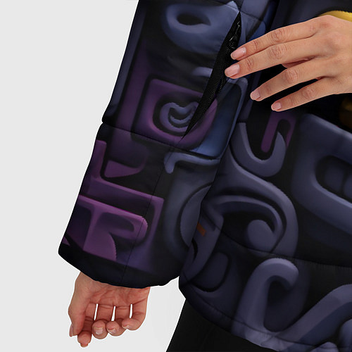 Женская зимняя куртка Орнамент в стиле ацтеков / 3D-Светло-серый – фото 5