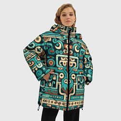Куртка зимняя женская Абстрактный паттерн в ацтекском стиле, цвет: 3D-светло-серый — фото 2