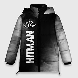 Куртка зимняя женская Hitman glitch на темном фоне по-вертикали, цвет: 3D-черный