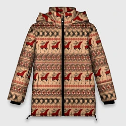 Куртка зимняя женская Мезенские олени, цвет: 3D-красный
